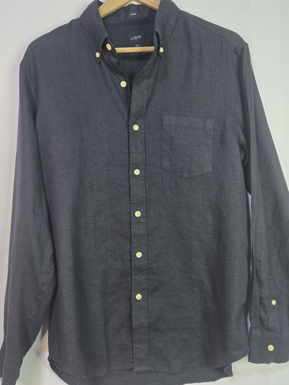 J. Crew Women Size M Classic L/Sl 80% Linen Button-Down Shirt in Deep Navy
